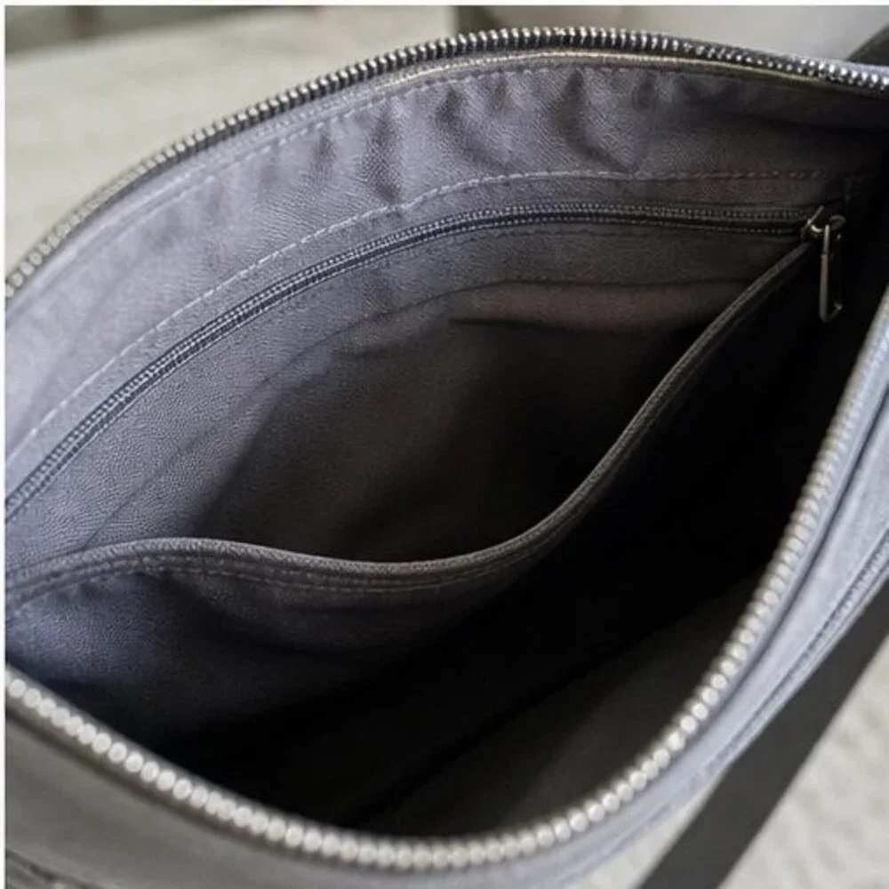 Gray Canvas Crossbody Bag